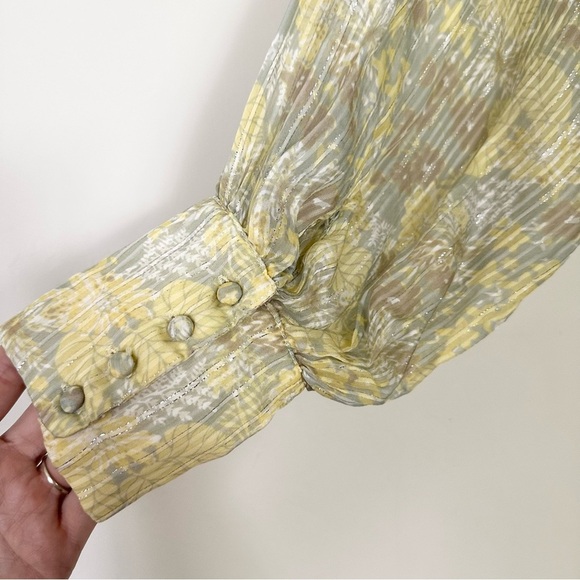 Zara METALLIC THREAD PRINTED DRESS-LIGHT YELLOW-7521/311 - Picture 15 of 16